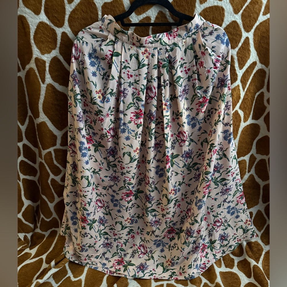 VTG Floral Pleated Skirt M Blush Pink Cottagecore Prairie Pockets Linen Ramie - Picture 3 of 6